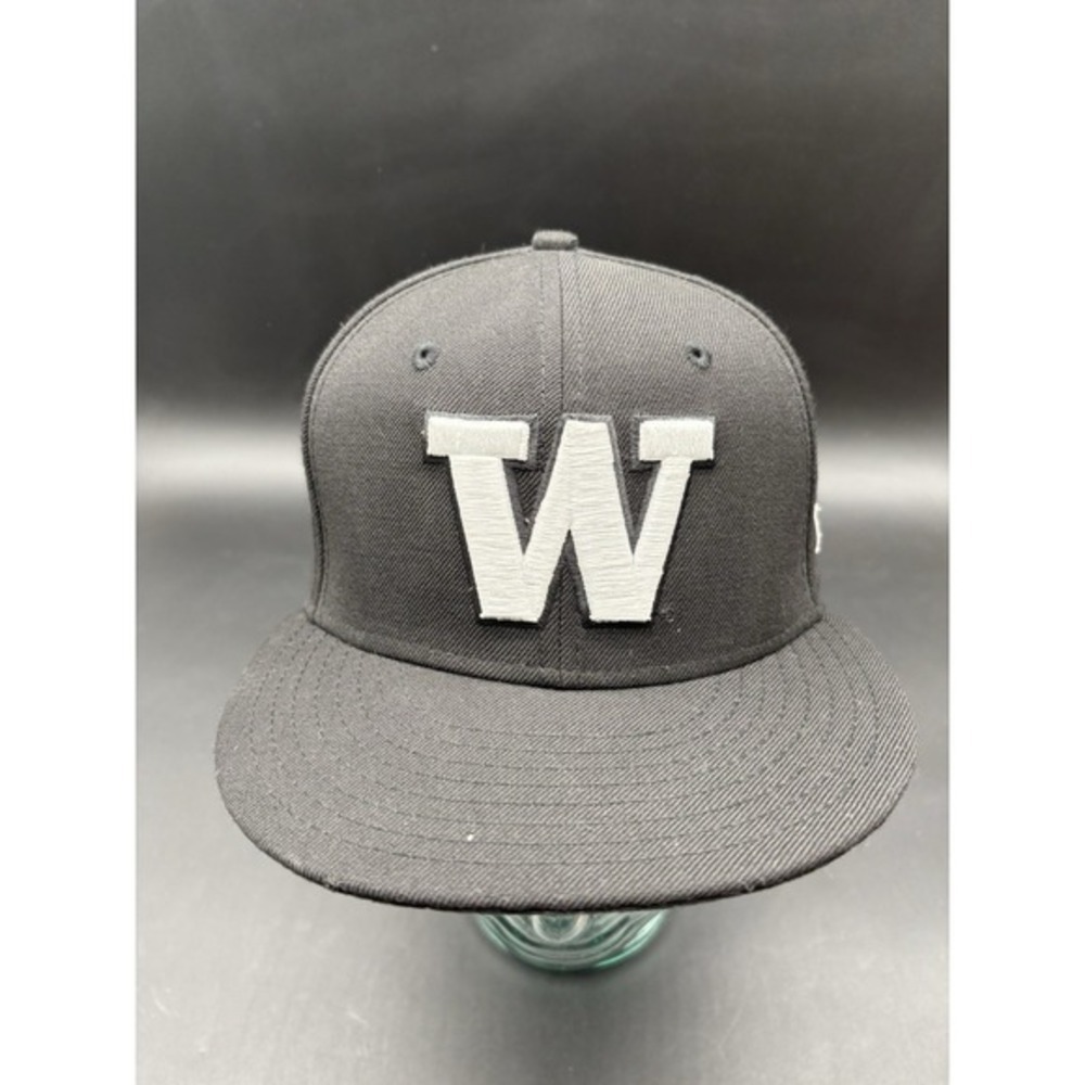 Washington Huskies New Era 59FIFTY Fitted Hat Black Gray‎ White W Logo 7 1/4